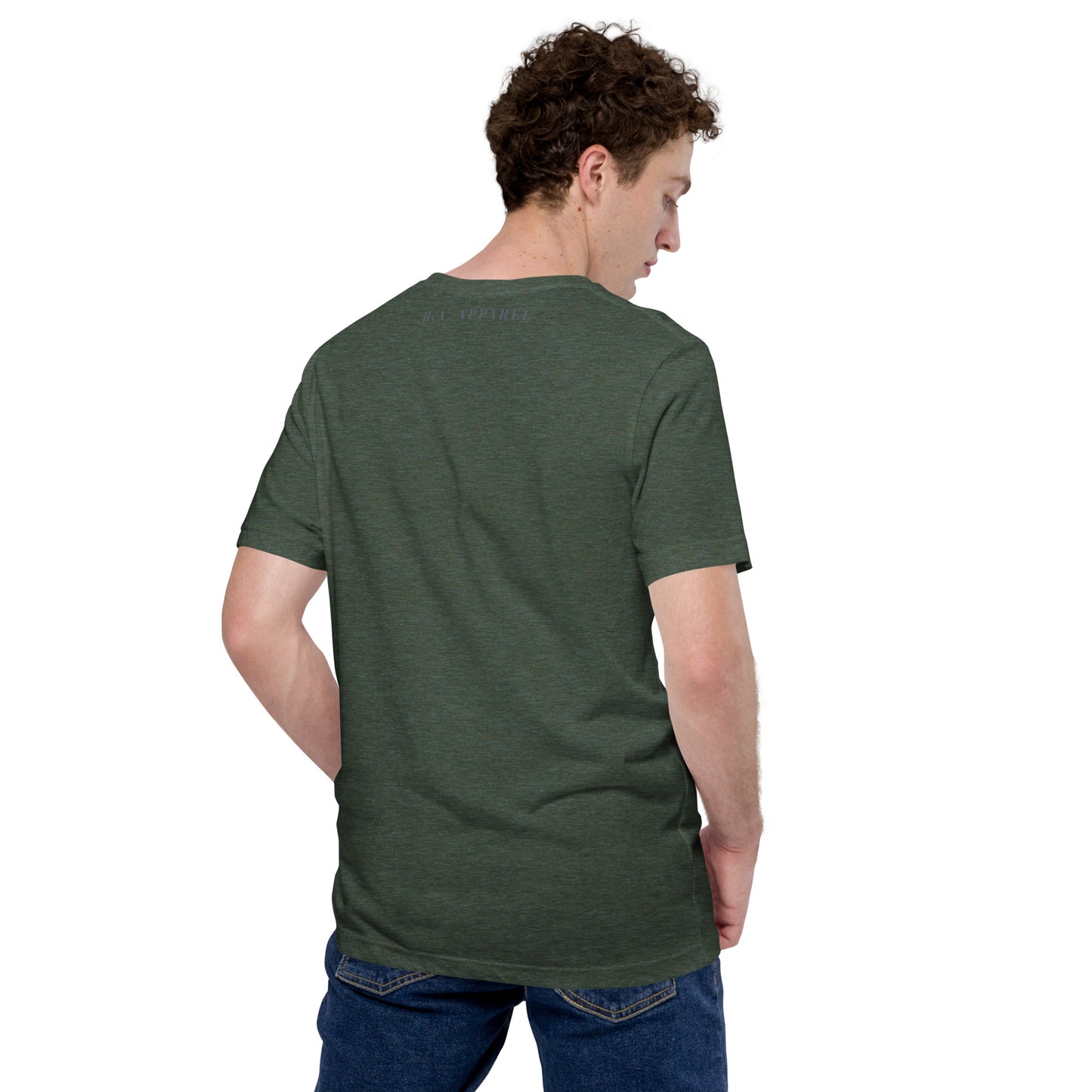 Summitline T-Shirt - Left Placement by R.A. Apparel, image 21, back view, Oxblood Black, size 4XL, left placement.