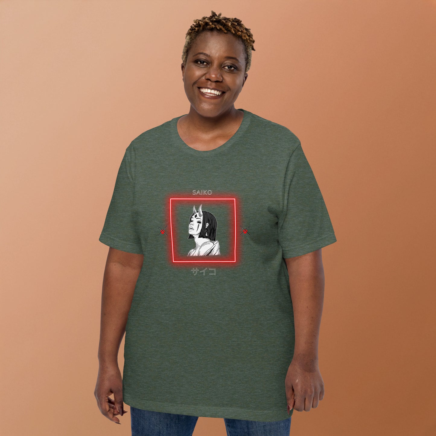 Image 20 of Oxblood Black Saiko T-Shirt - Left Placement 33, size 3XL, with Saiko artwork visible in front view.