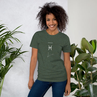 Image 21 of Oxblood Black Tideborn T-Shirt - Left Placement, size 4XL, with Pisces artwork visible in front view.