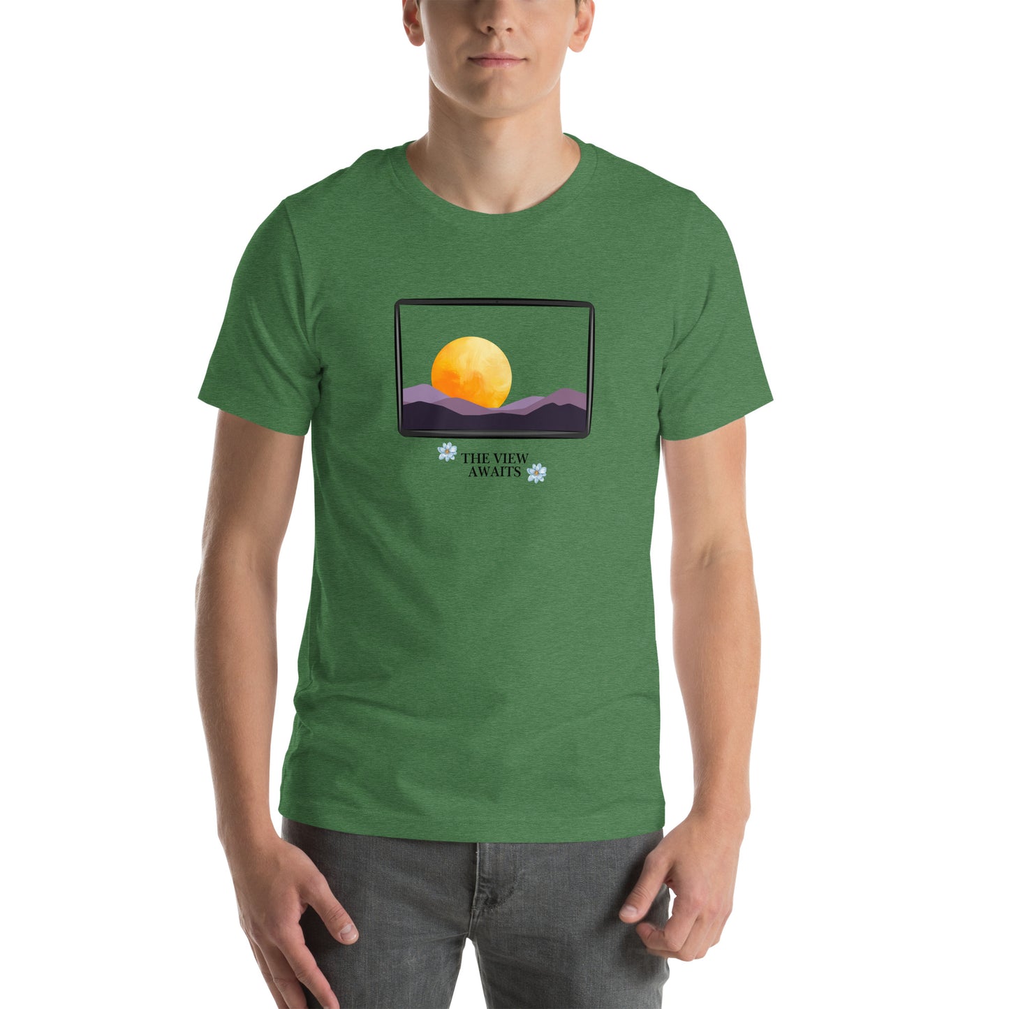 Avenor T-Shirt by R.A. Apparel, image 66, front view, Heather Aqua, size S, design placement.