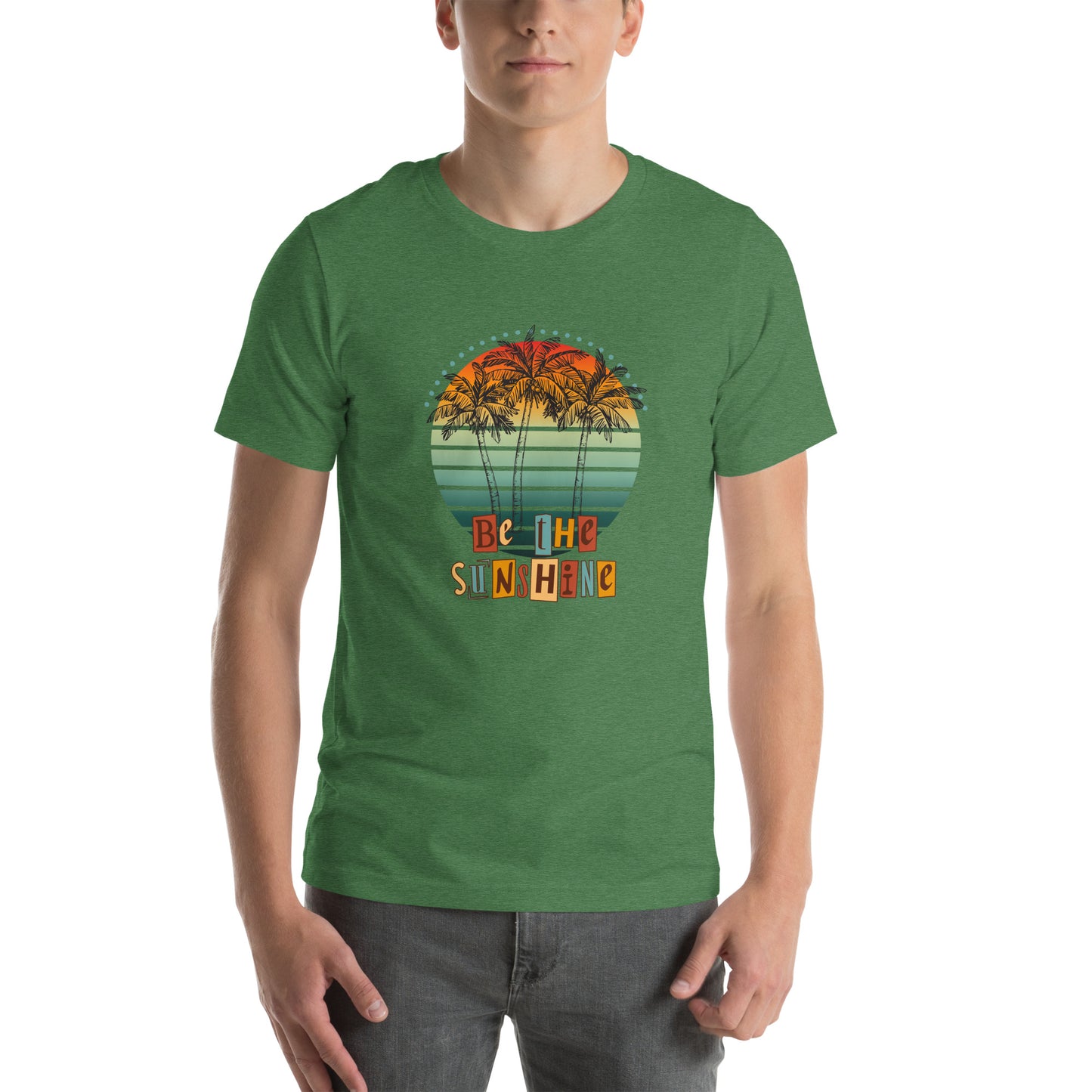Image 60 of Heather Kelly Solara T-Shirt, size 2XL, with Be the Sunshine artwork visible in front view.