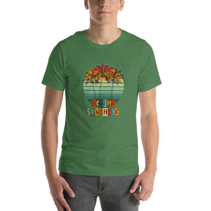 Image 60 of Heather Kelly Solara T-Shirt, size 2XL, with Be the Sunshine artwork visible in front view.