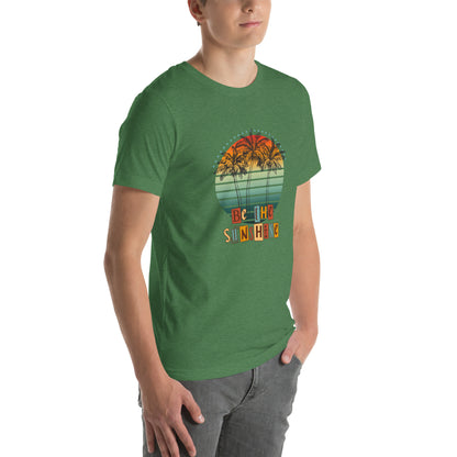 Solara T-Shirt image 58 in Heather Kelly, size L, showing front view, right-side angle for the Be the Sunshine design.