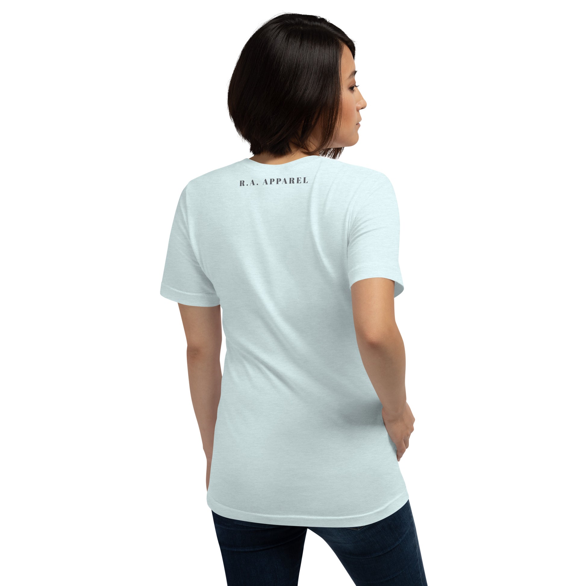 Balance Court T-Shirt - Left Placement by R.A. Apparel, image 120, back view, selected colour, left placement.