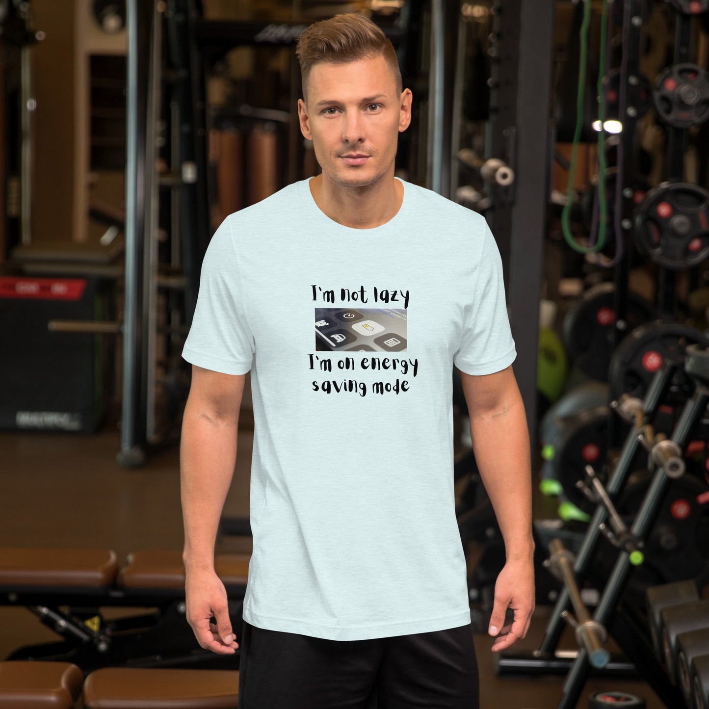 Low Power T-Shirt - Left Placement by R.A. Apparel, image 12, front view, Baby Blue, size XS, left placement.