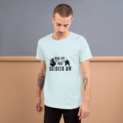 Image 35 of Yellow Fortitude T-Shirt - Left Placement 75, size 2XL, with Soldier On artwork visible in front view.