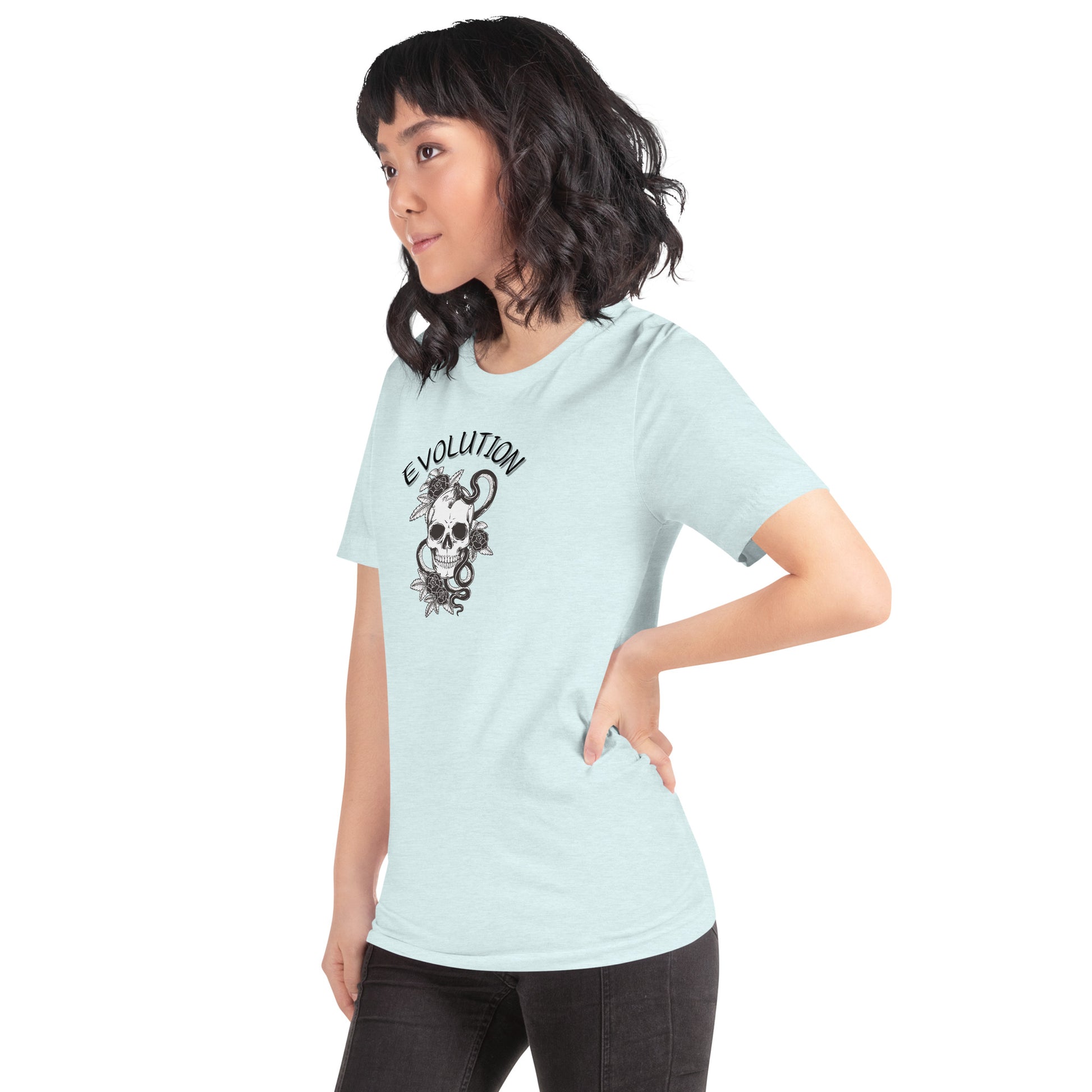 Evolution T-Shirt - Left Placement by R.A. Apparel, image 51, front view, left-side angle, selected colour, left placement.