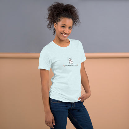 Boo Luxe T-Shirt - Left Placement image 44: Heather Mint version, size 2XL with right-side angle of the Fa Boo Lous range.