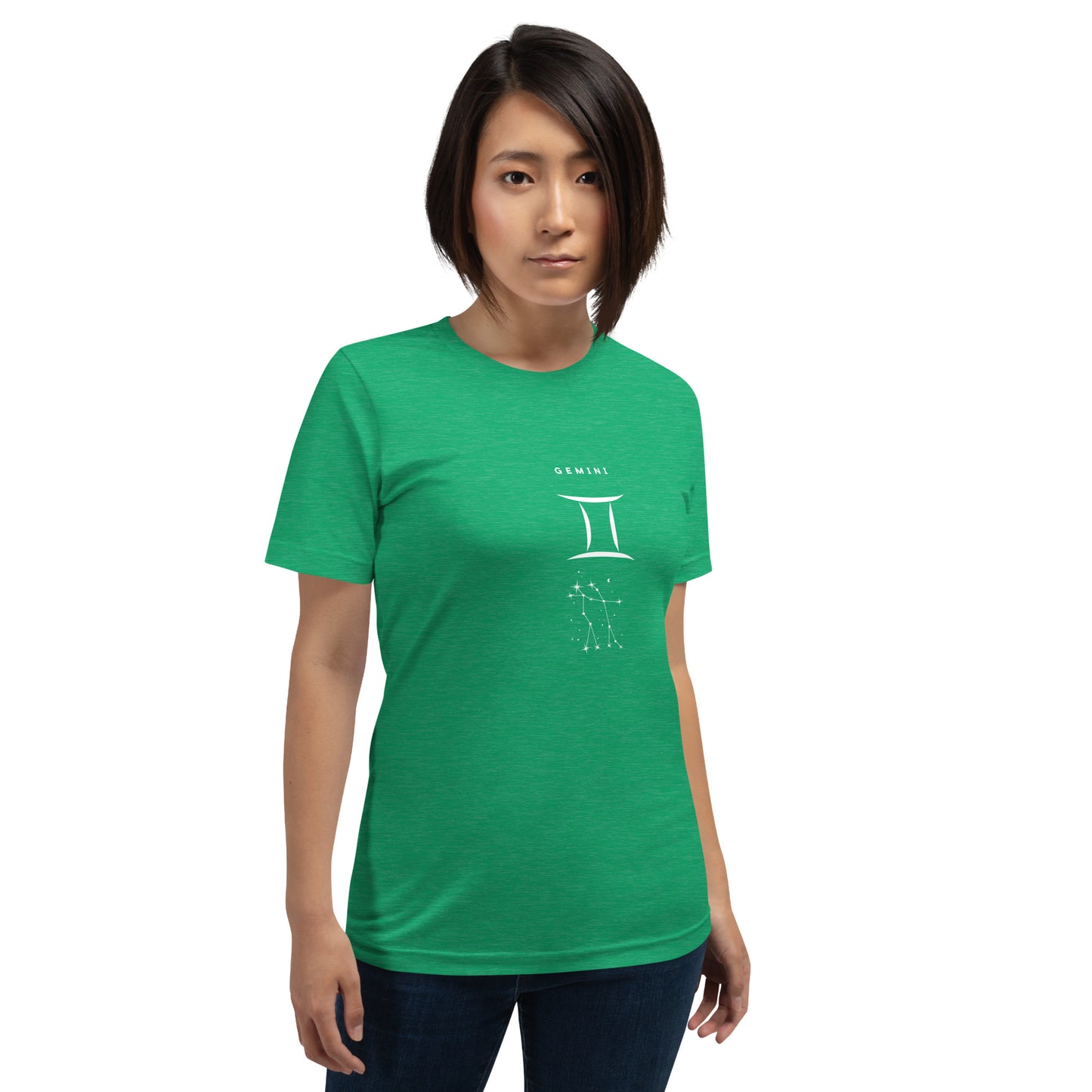 Image 67 of Tan Twin Signal T-Shirt - Left Placement, size M, with Gemini artwork visible in front view.