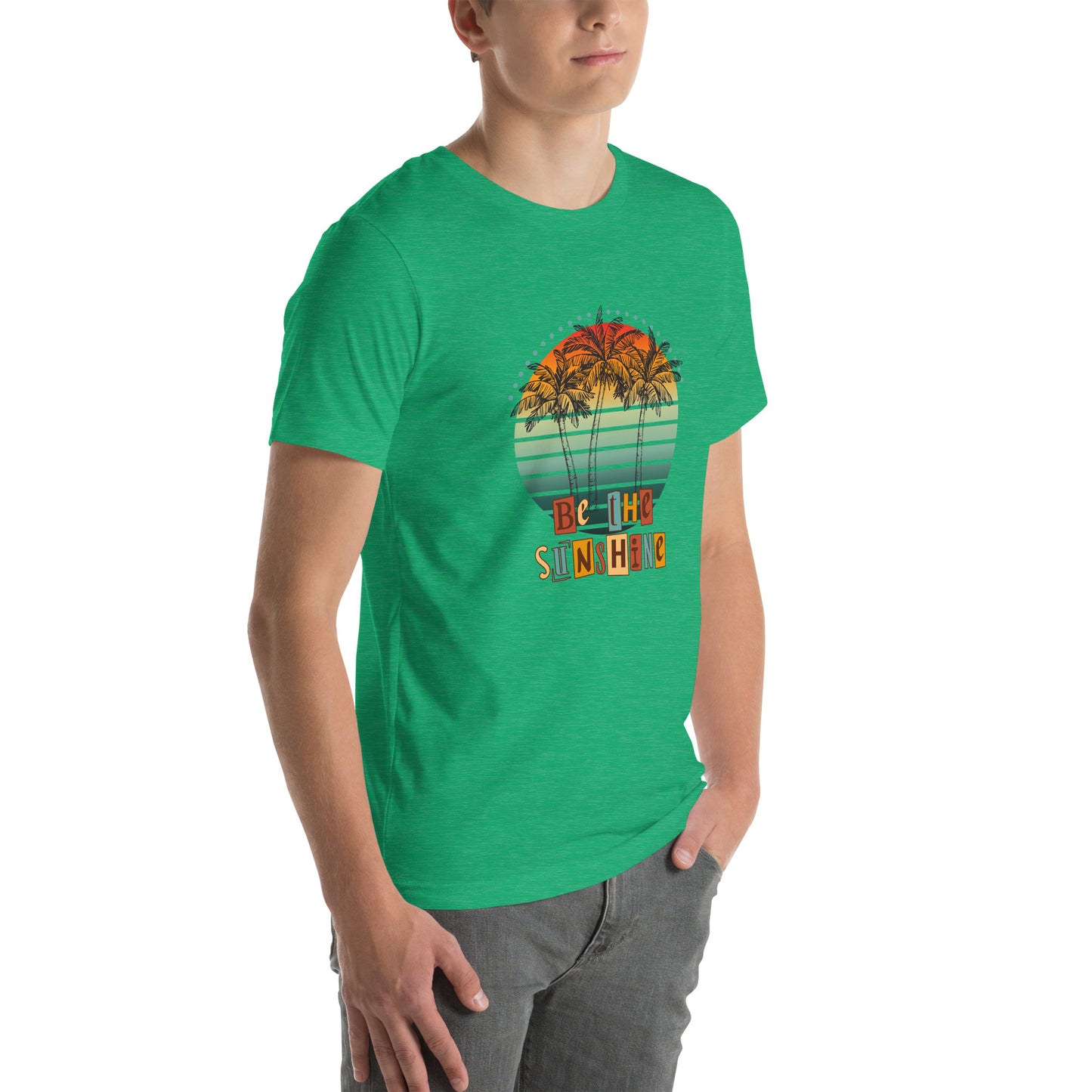 Solara T-Shirt image 72 in Gold, size M, showing front view, right-side angle for the Be the Sunshine design.