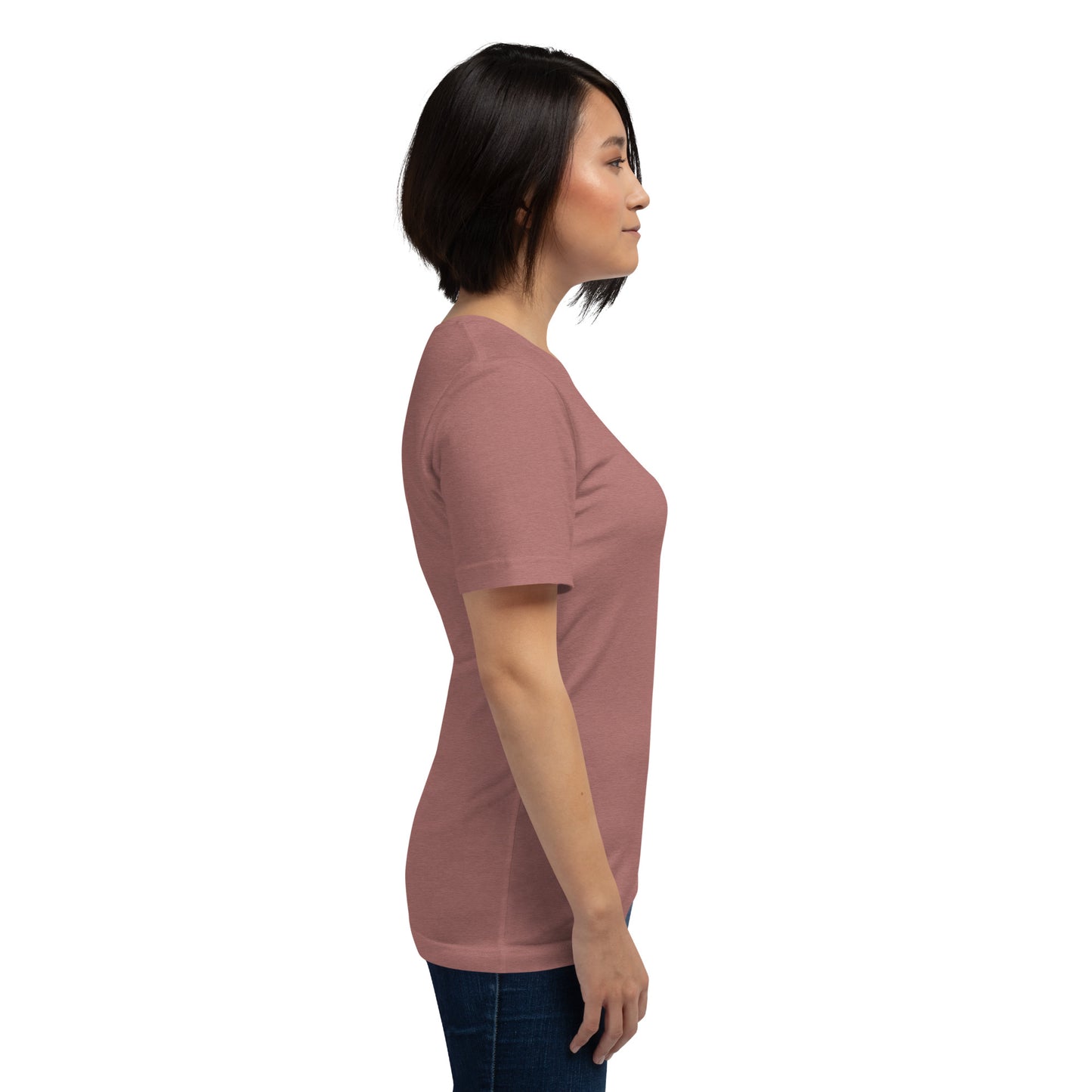 Balance Court T-Shirt - Left Placement product image 51 in Heather Aqua, size S, with right-side angle and left placement.