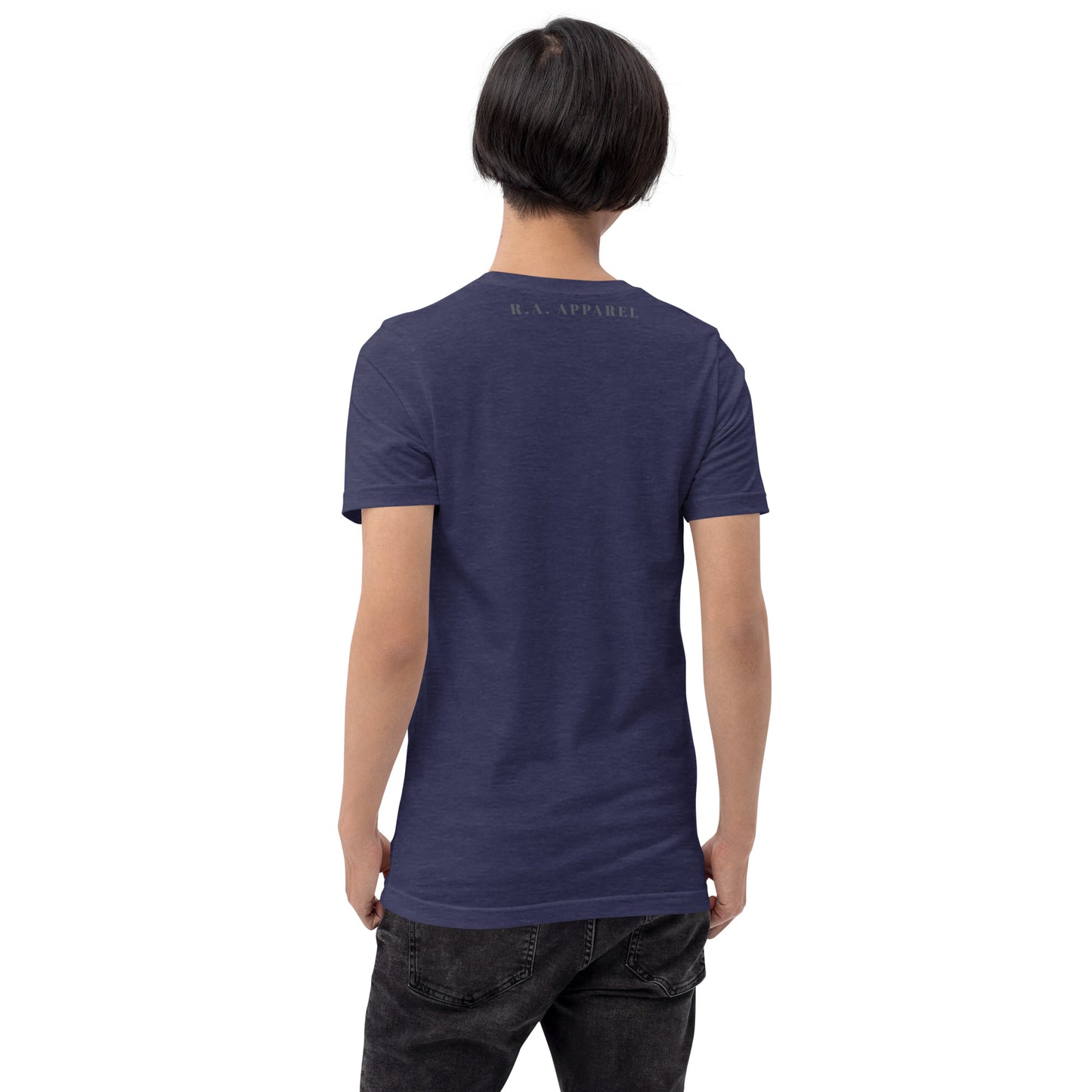 Waterbearer T-Shirt - Left Placement image 26 in Navy, size S, showing back view for the Aquarius design.