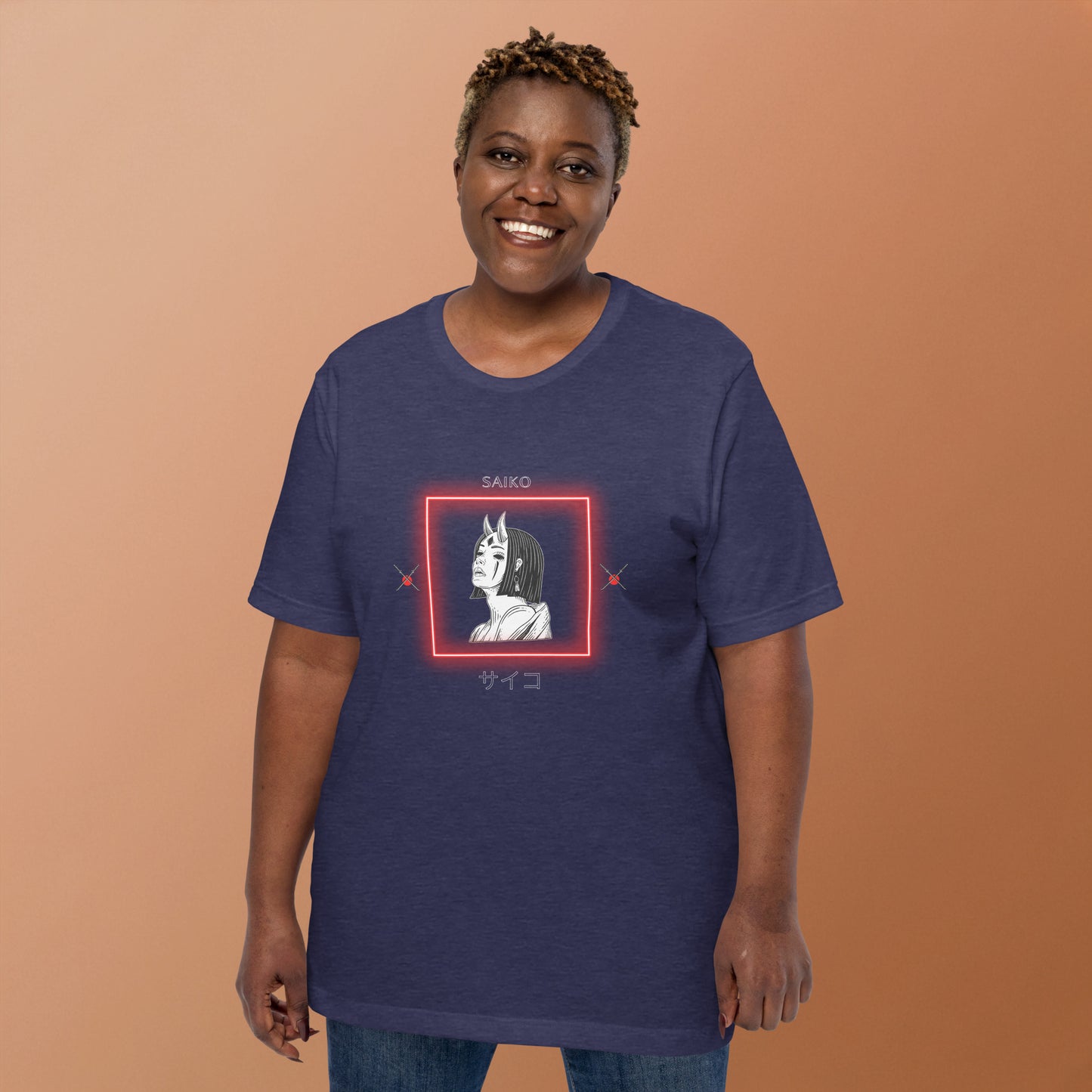 Saiko T-Shirt - Left Placement 33 by R.A. Apparel, image 22, front view, Navy, size S, left placement.