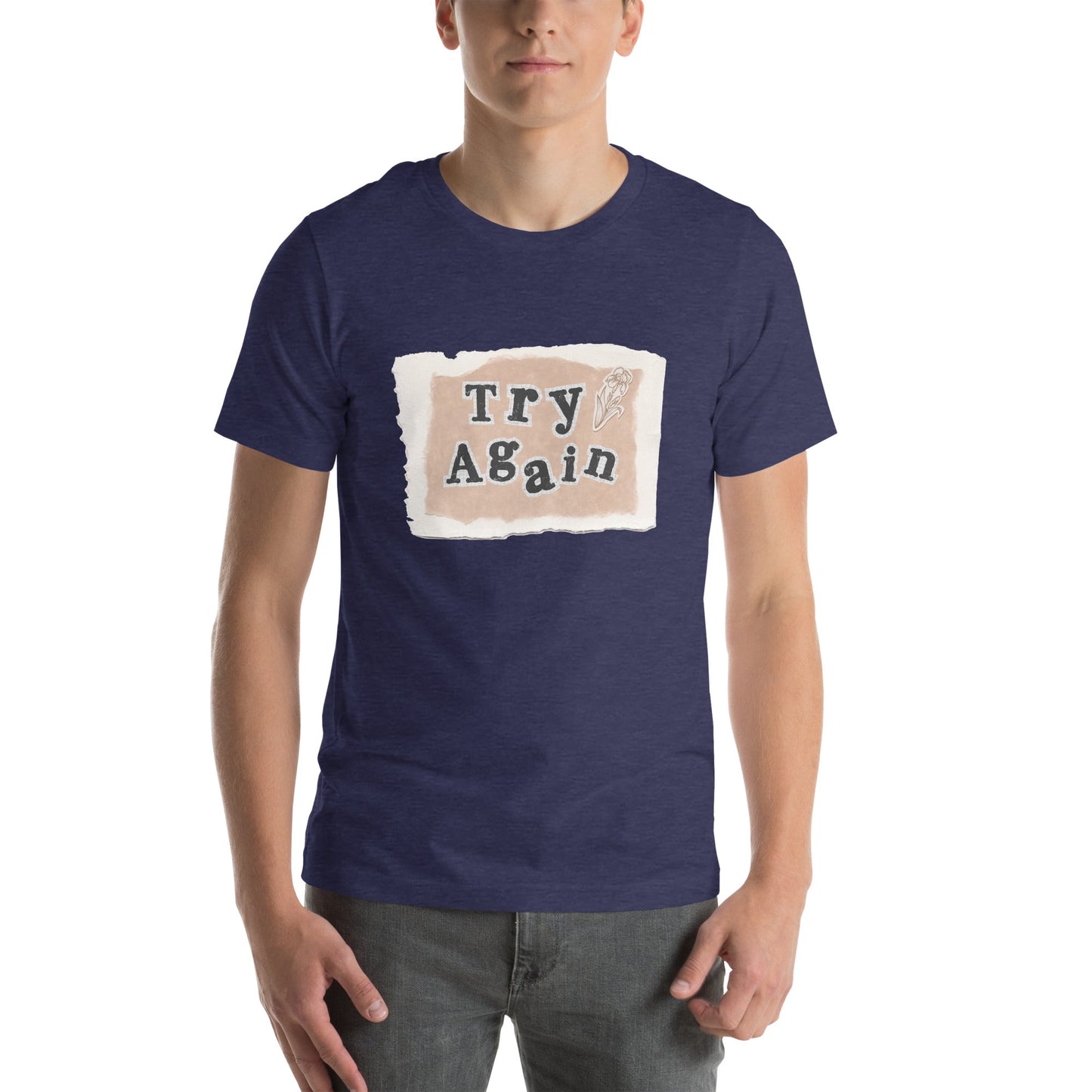 Retry T-Shirt - Left Placement product image 7 in Black Heather, size 4XL, with front view and left placement.