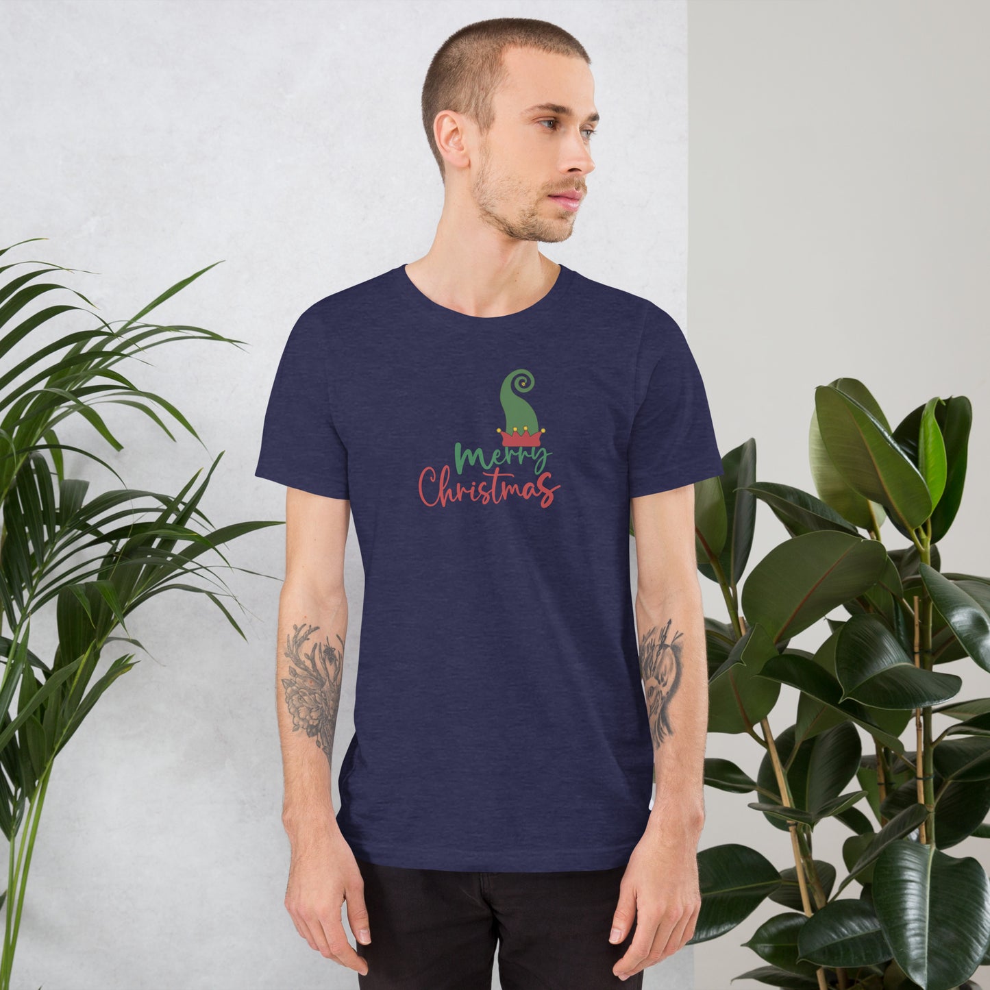 Image 19 of Oxblood Black Noelle T-Shirt - Left Placement, size S, with Merry Christmas artwork visible in front view.
