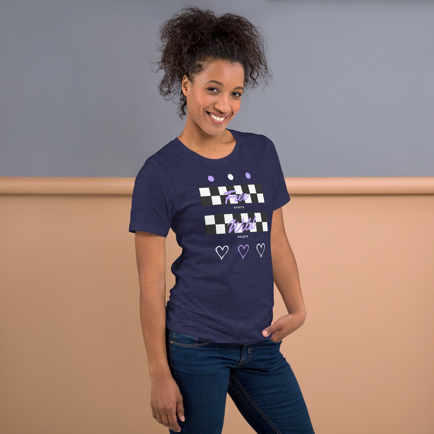 Freeborne T-Shirt - Left Placement by R.A. Apparel, image 20, right-side angle, Team Purple, size XS, left placement.