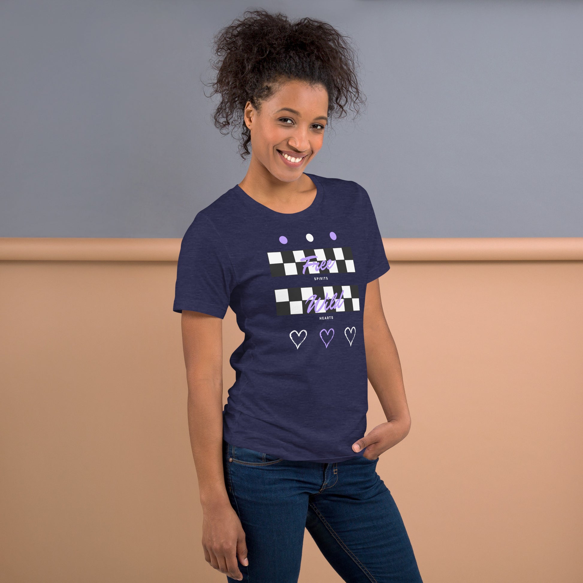 Freeborne T-Shirt - Left Placement by R.A. Apparel, image 20, right-side angle, Team Purple, size XS, left placement.