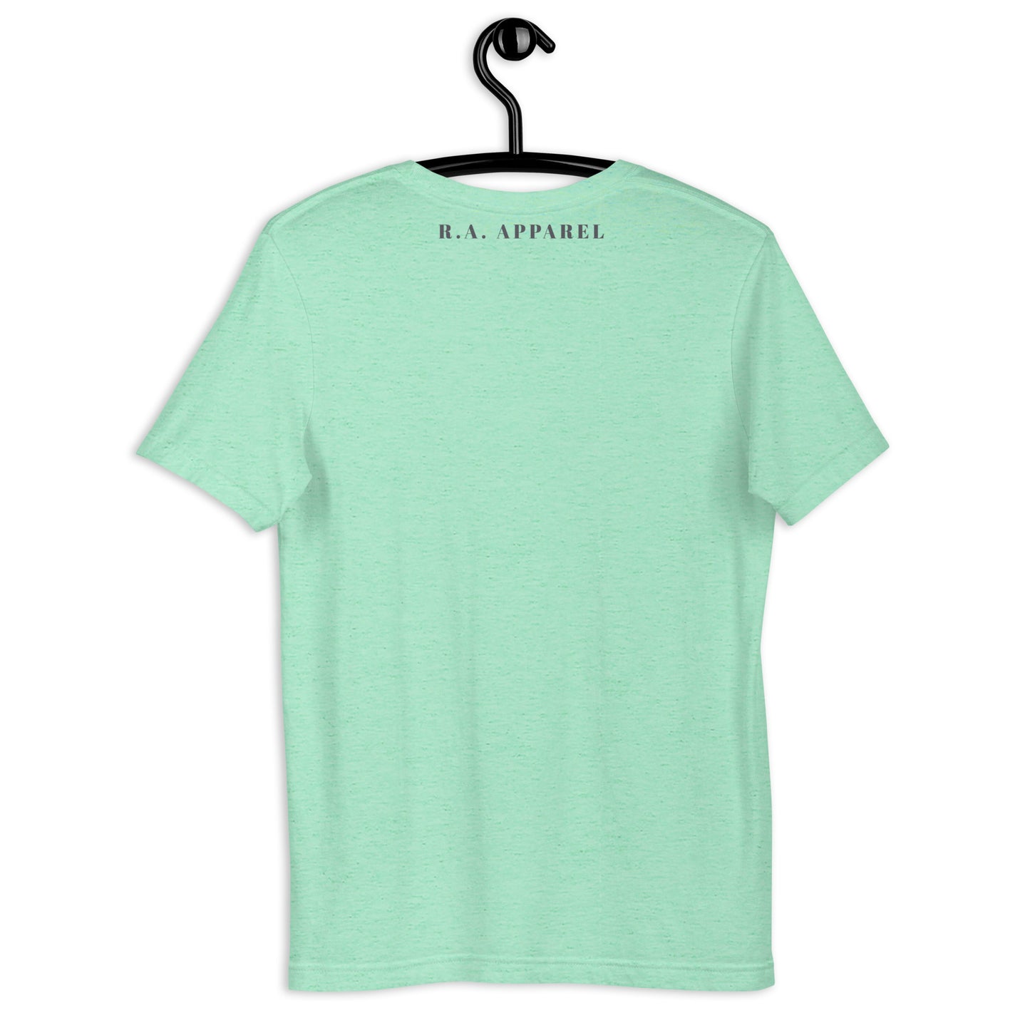 Festive Mood T-Shirt - Left Placement by R.A. Apparel, image 30, back view, Ocean Blue, size XL, left placement.