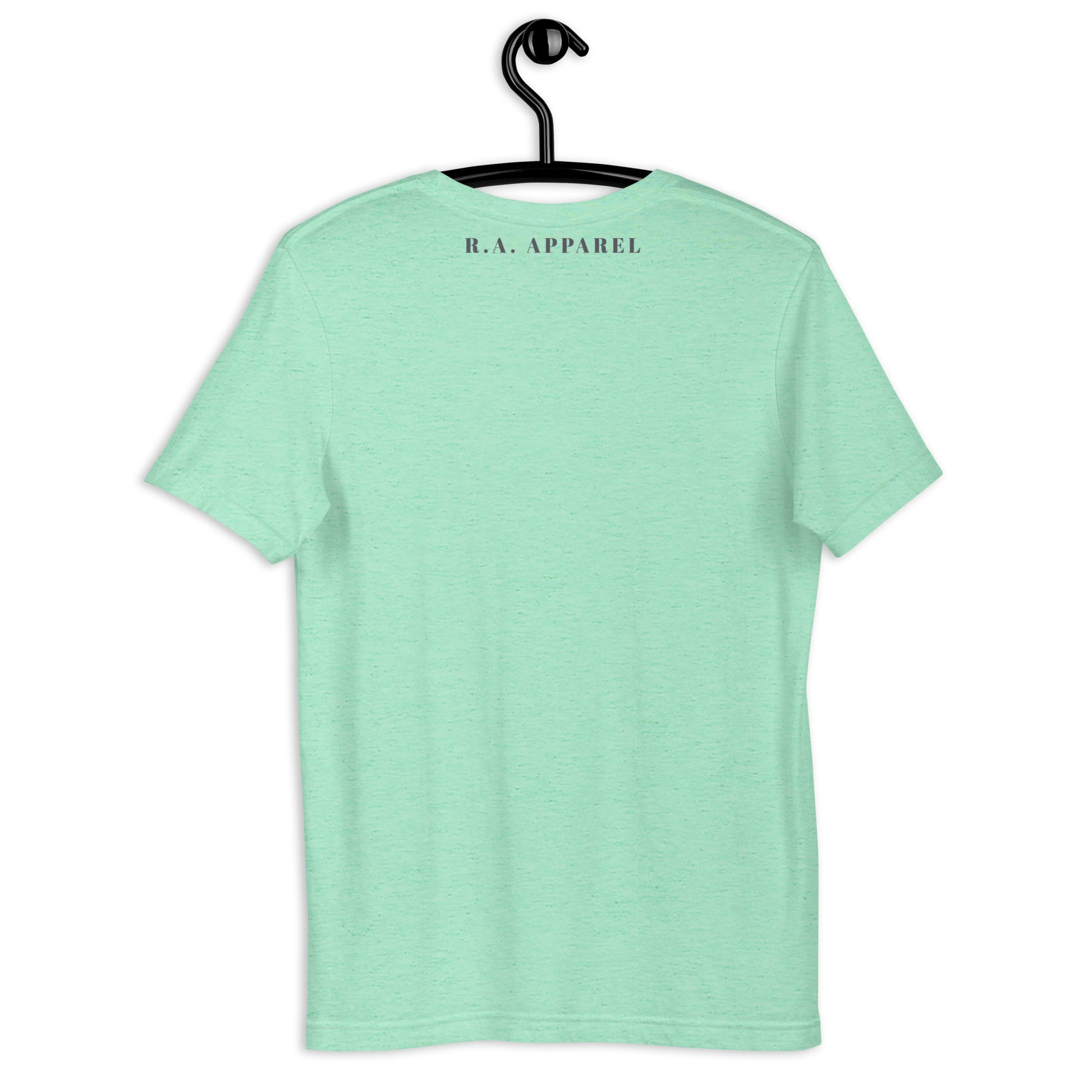 Festive Mood T-Shirt - Left Placement by R.A. Apparel, image 30, back view, Ocean Blue, size XL, left placement.