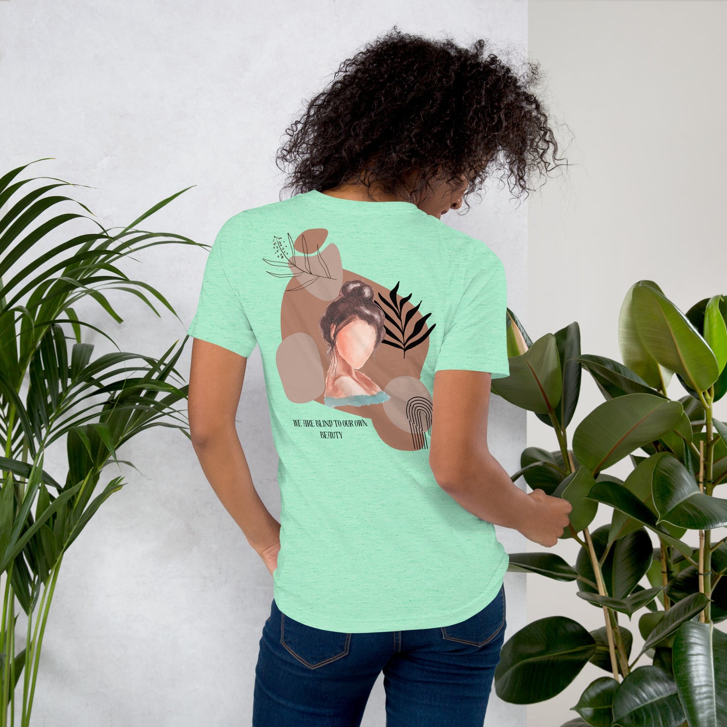Blind Signal T-Shirt - Left Placement 41 image 18: Heather Prism Peach version, size 3XL with back view of the We Are Blind range.