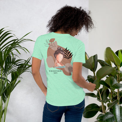 Blind Signal T-Shirt - Left Placement 41 image 18: Heather Prism Peach version, size 3XL with back view of the We Are Blind range.