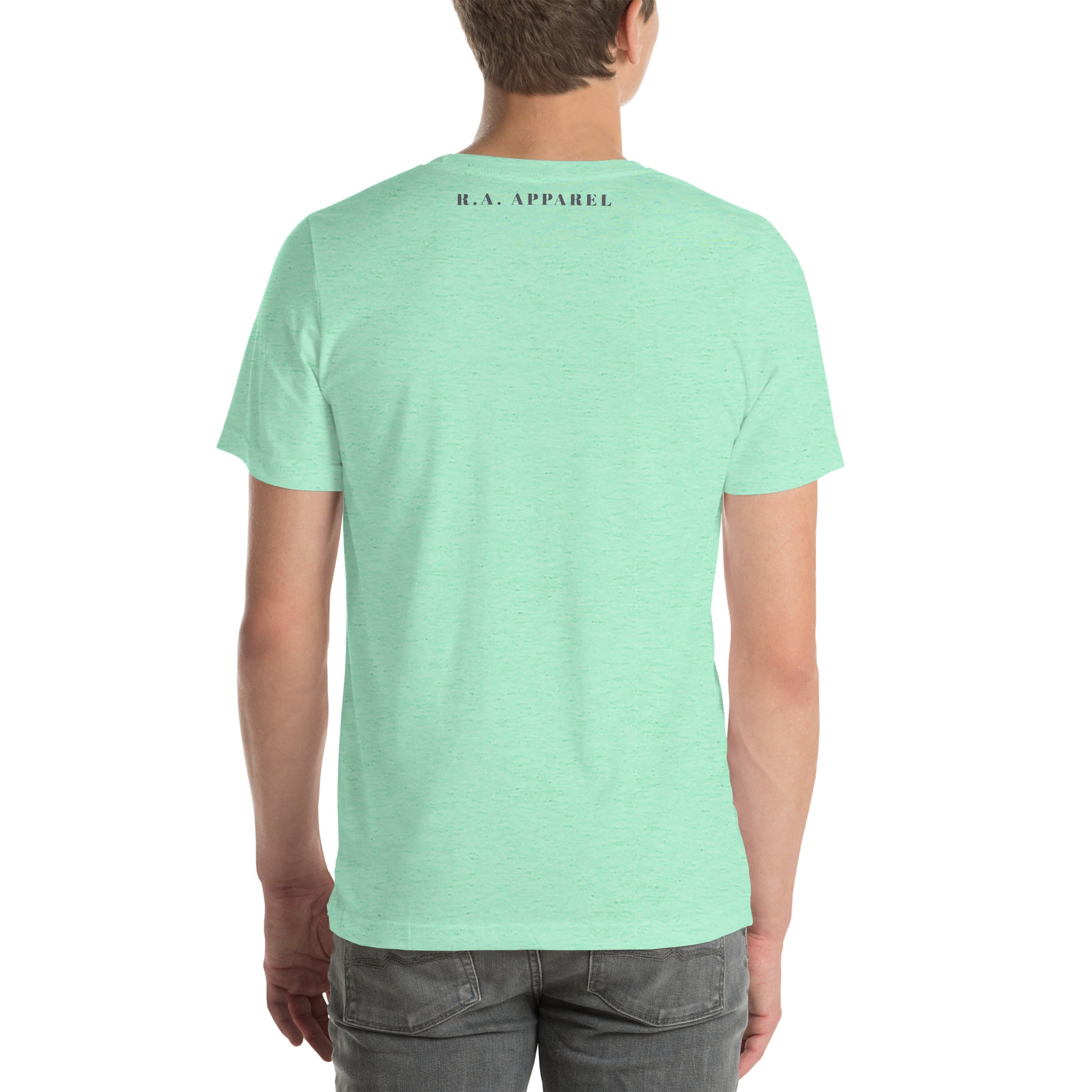Wild Call T-Shirt - Left Placement image 20: Athletic Heather version, size 3XL with back view of the Rawr range.