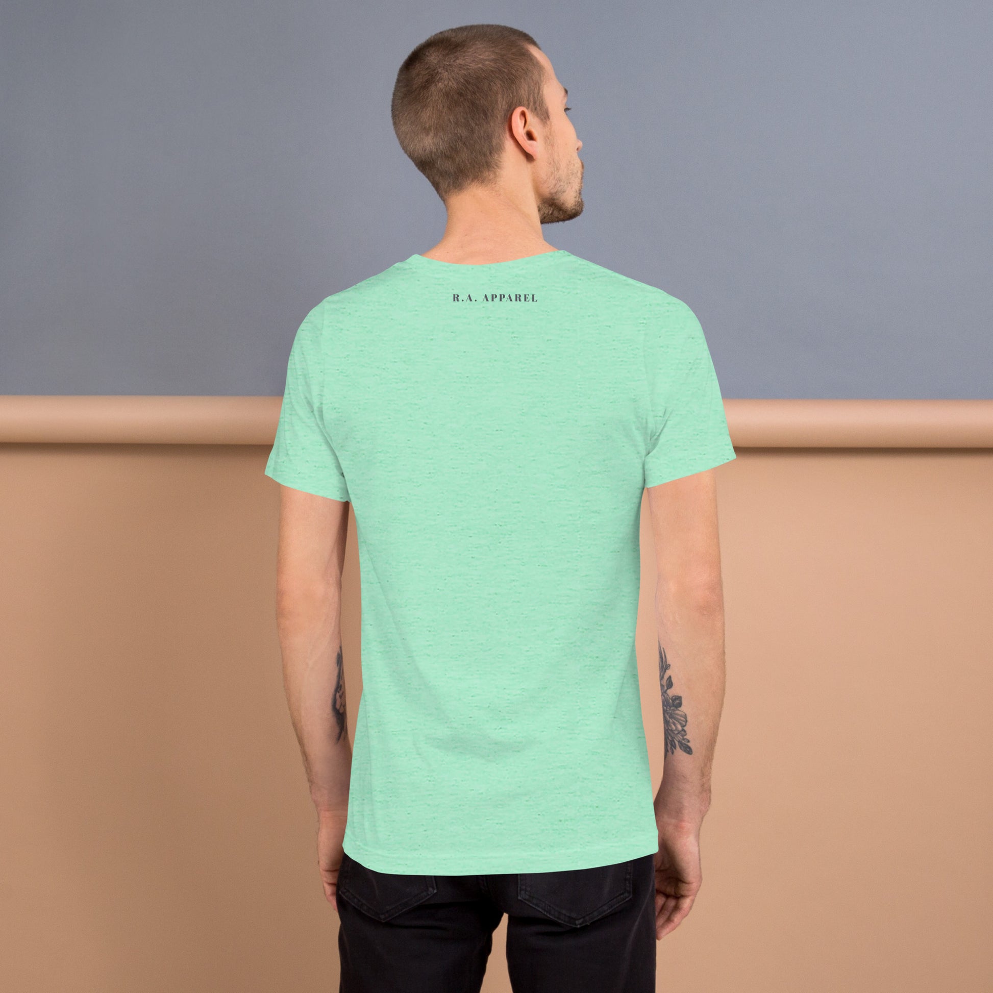 Fortitude T-Shirt - Left Placement 75 image 24: Baby Blue version, size XL with back view of the Soldier On range.