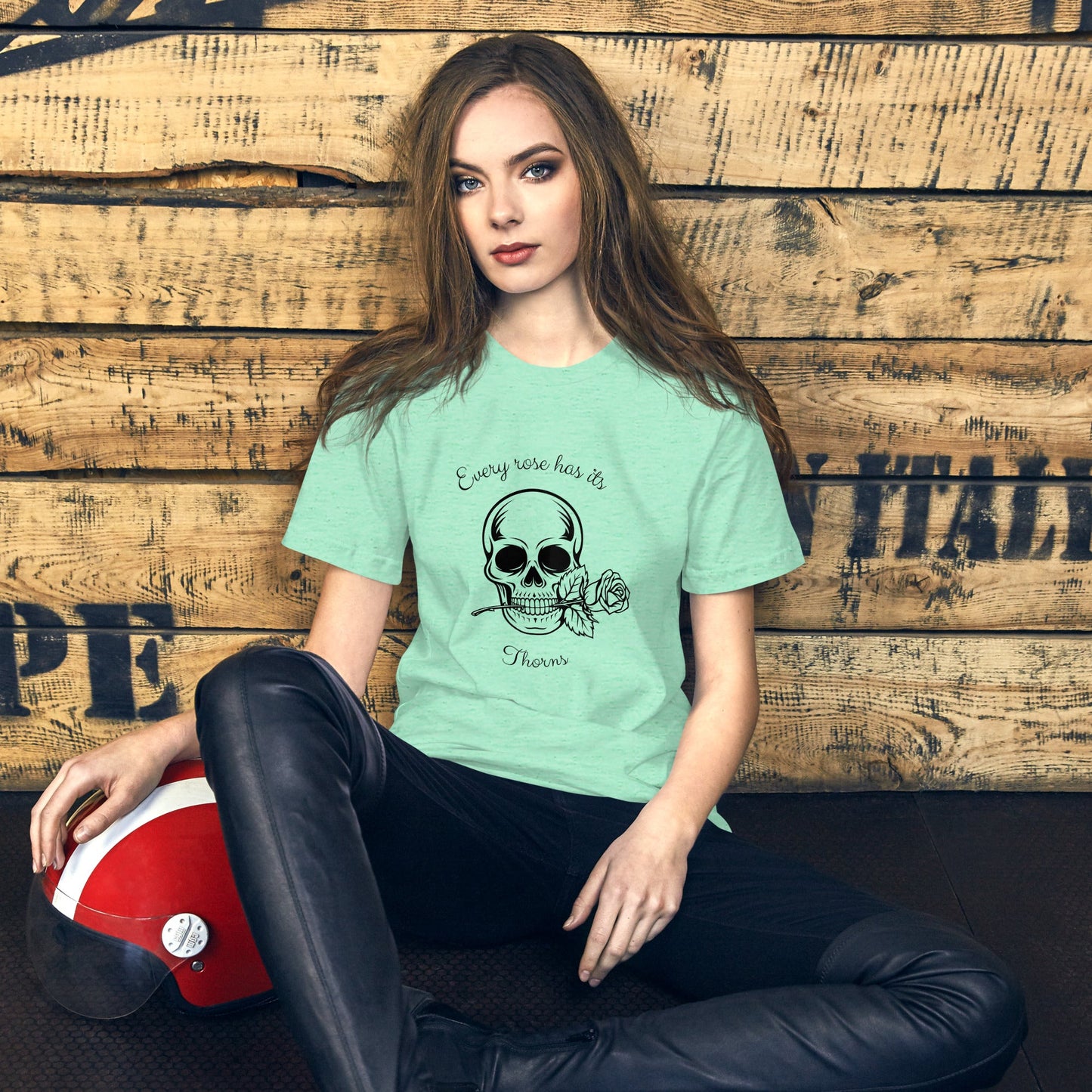 Rose & Bone T-Shirt - Left Placement image 11 in Heather Prism Peach, size XL, showing front view for the Skull and Rose design.