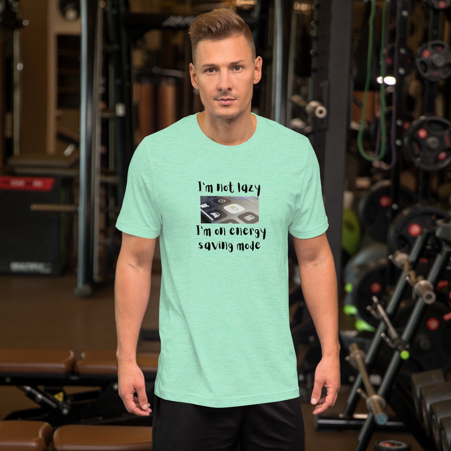Low Power T-Shirt - Left Placement product image 8 in Ocean Blue, size M, with front view and left placement.
