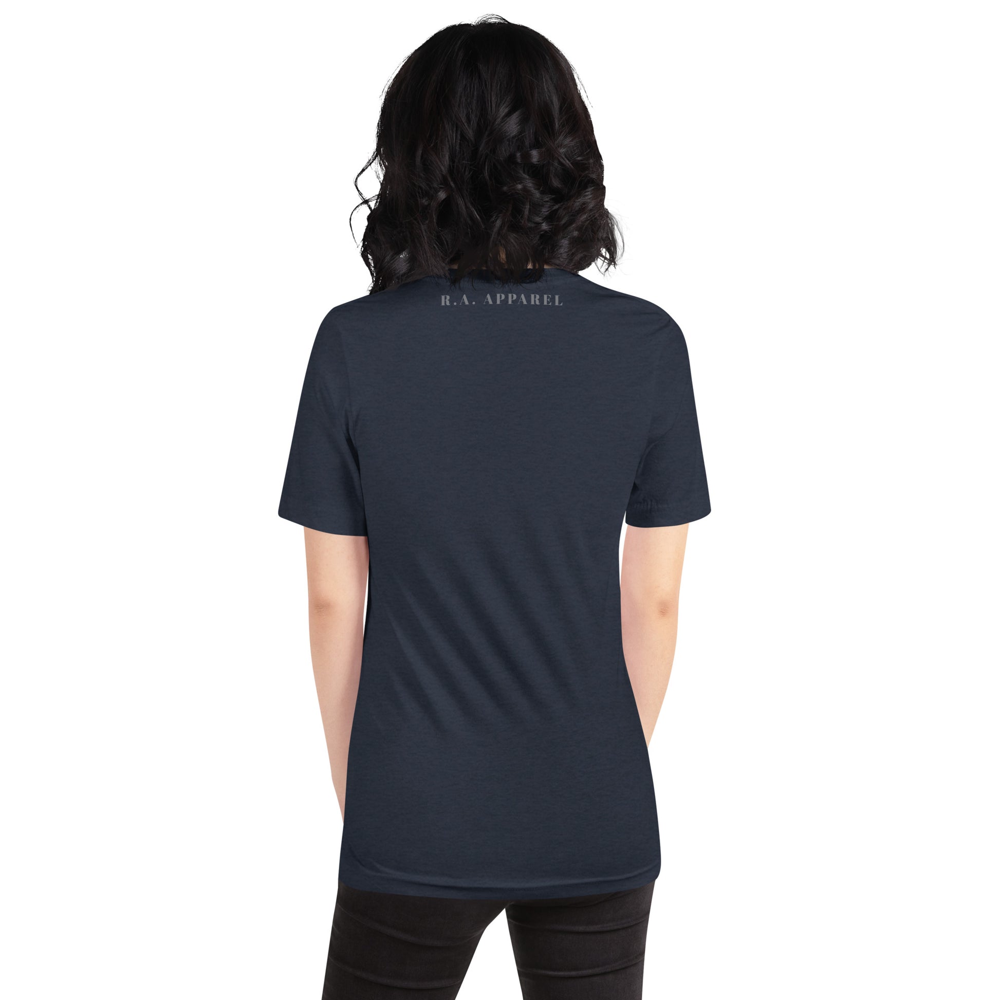 Quiet Peace T-Shirt - Left Placement by R.A. Apparel, image 23, back view, Oxblood Black, size 2XL, left placement.