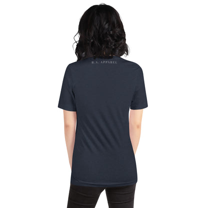 Quiet Peace T-Shirt - Left Placement by R.A. Apparel, image 23, back view, Oxblood Black, size 2XL, left placement.