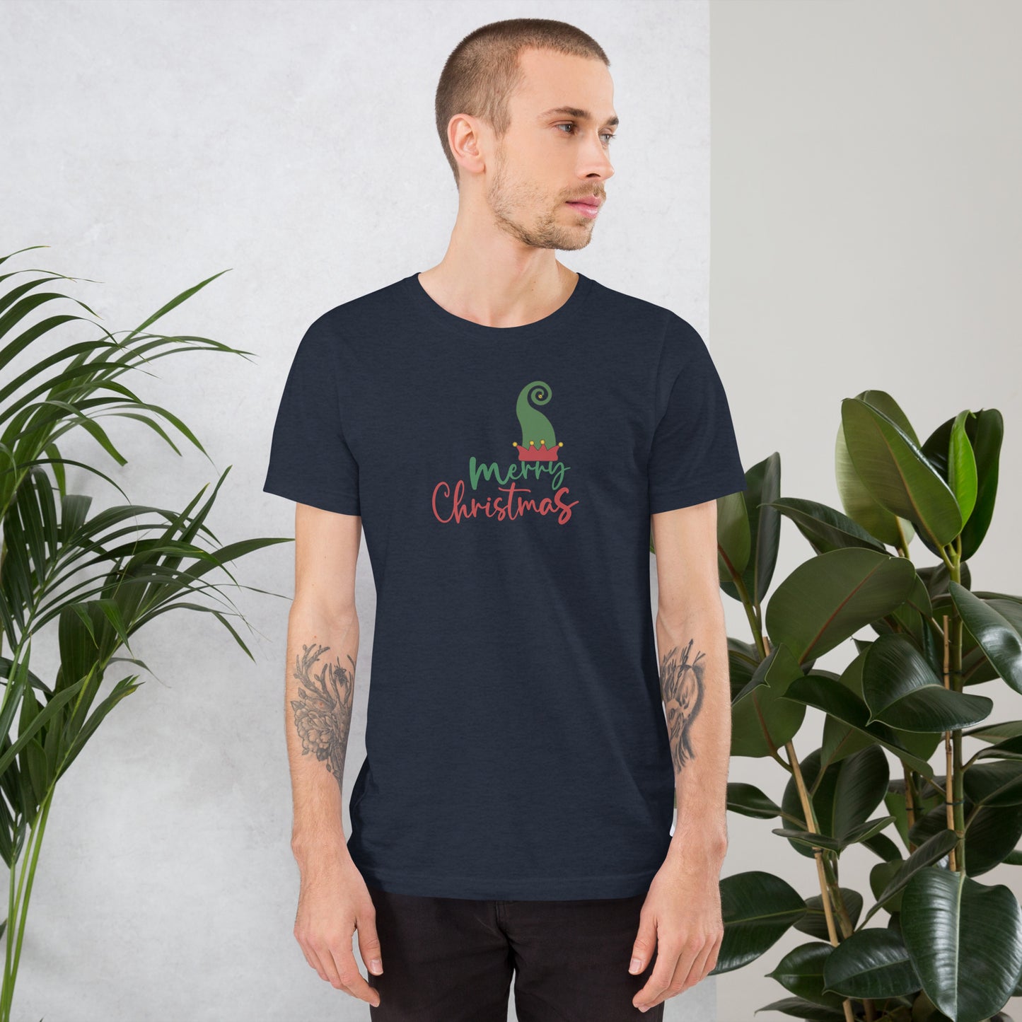 Noelle T-Shirt - Left Placement image 21 in Oxblood Black, size L, showing front view for the Merry Christmas design.