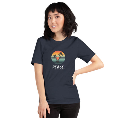 Quiet Peace T-Shirt - Left Placement image 19: Oxblood Black version, size S with front view of the Peace range.