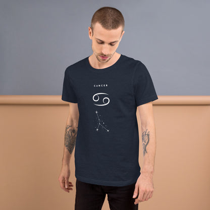 Moonhaven T-Shirt image 53 in Heather Midnight Navy, size L, showing front view for the Cancer design.