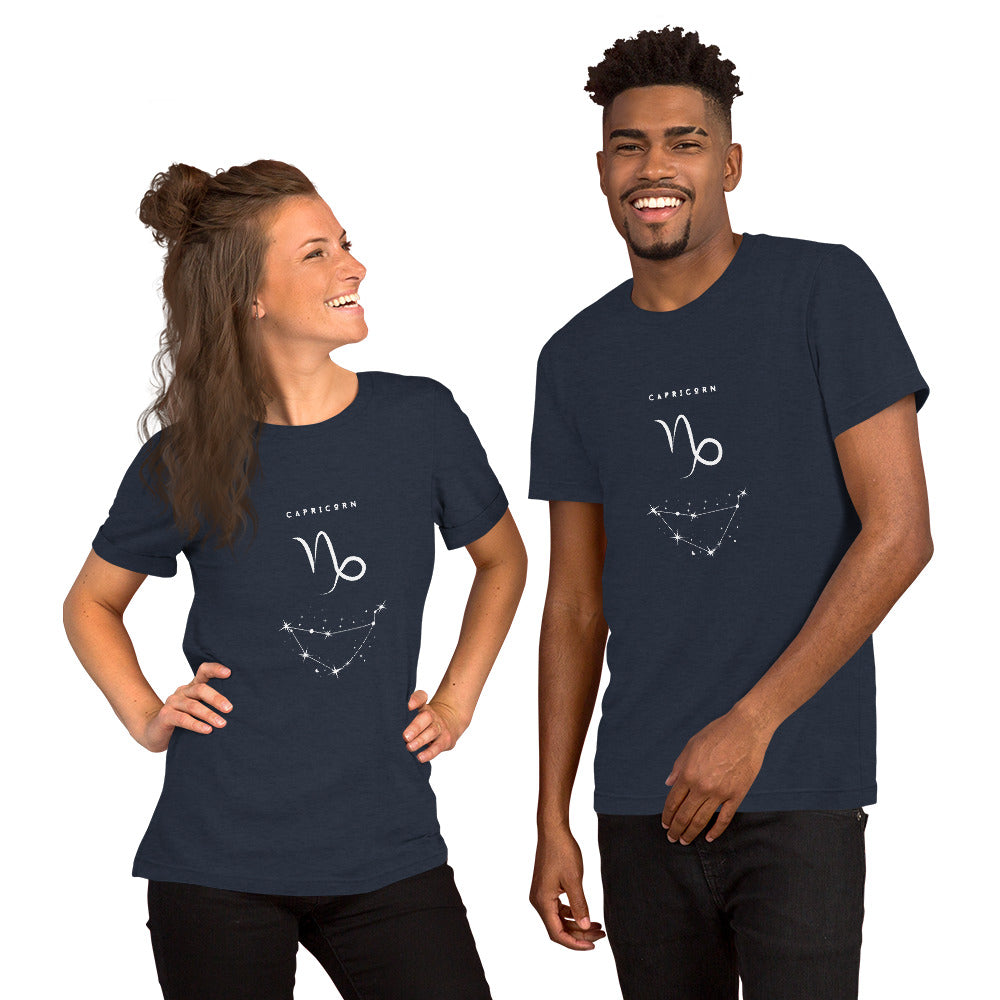 Montaire T-Shirt image 14: Vintage Black version, size XL with front view of the Capricorn range.