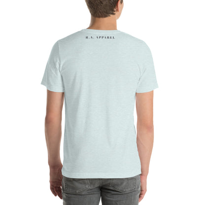 Image 22 of Light Blue Wild Call T-Shirt - Left Placement, size S, with Rawr artwork visible in back view.