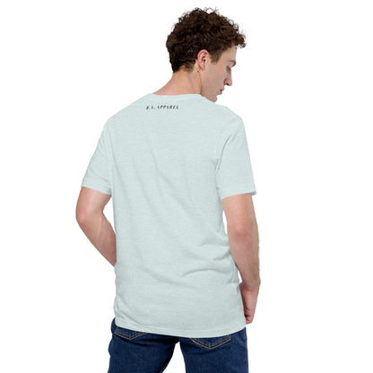 Growthline T-Shirt - Left Placement image 33: Heather Prism Ice Blue version, size S with back view of the Growth range.