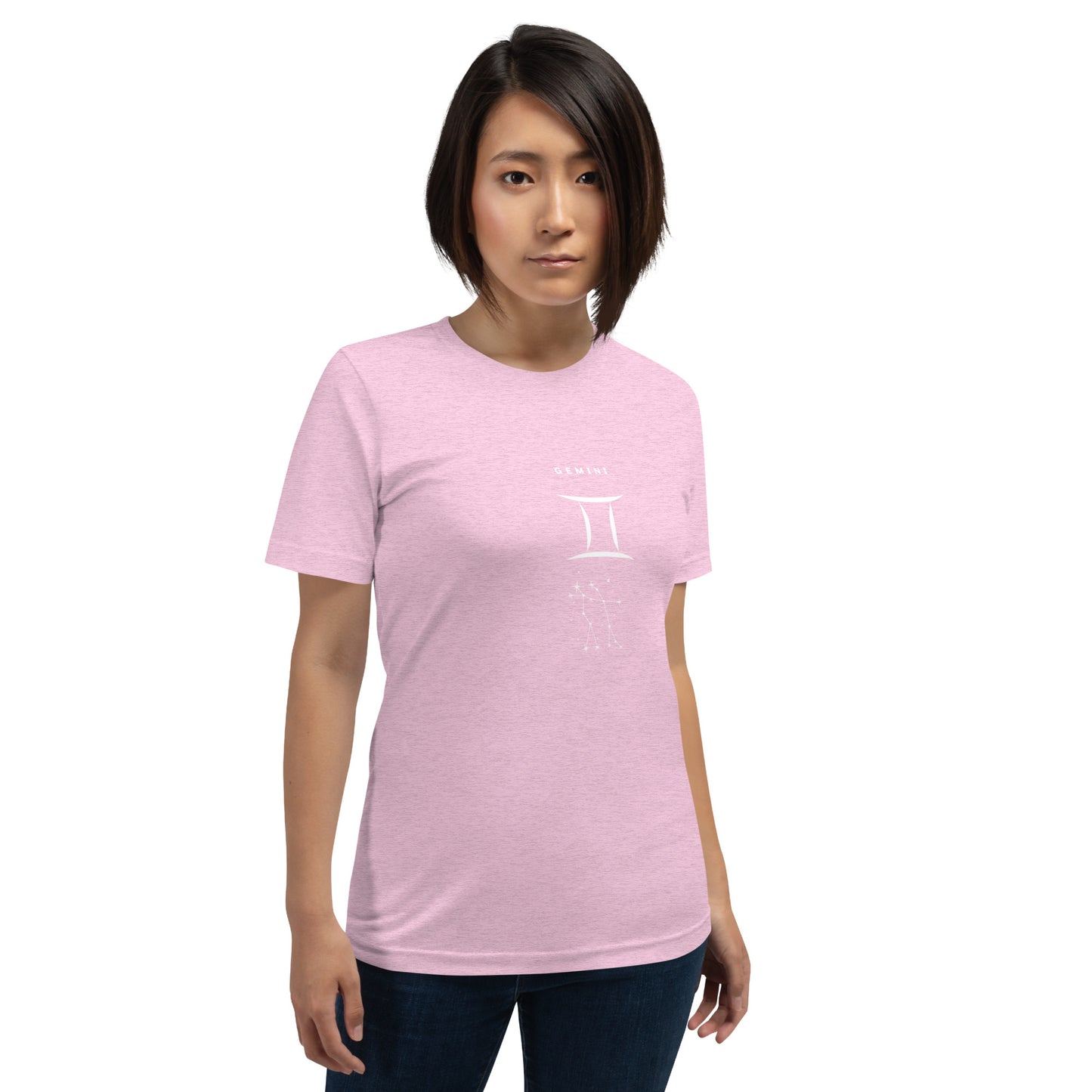 Twin Signal T-Shirt - Left Placement image 79 in Heather Prism Dusty Blue, size XL, showing front view for the Gemini design.