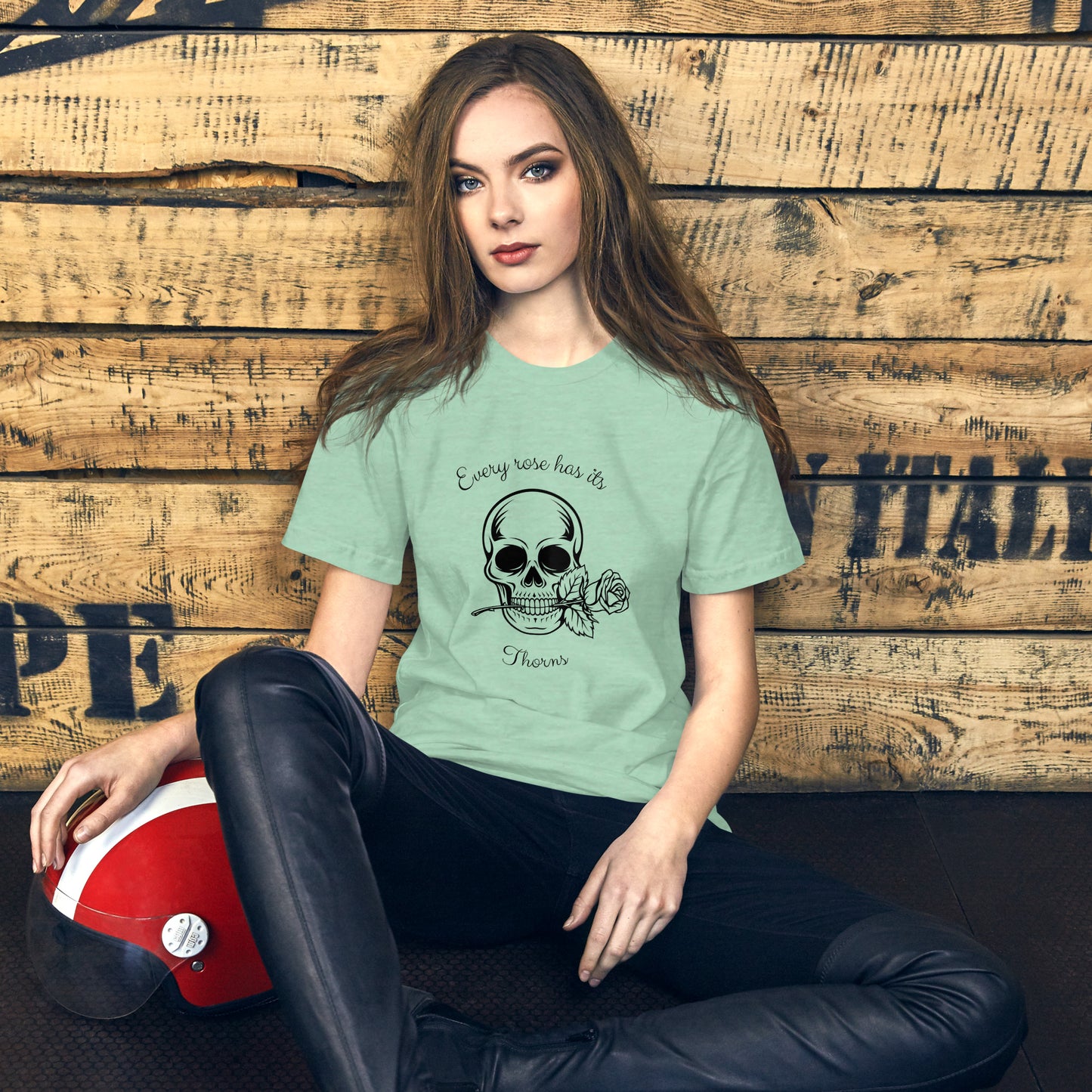 Rose & Bone T-Shirt - Left Placement by R.A. Apparel, image 1, front view, Heather Prism Mint, size S, left placement.
