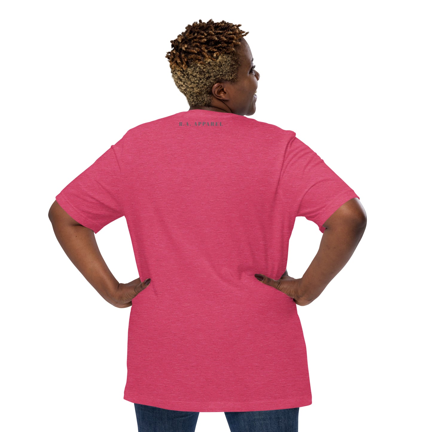 Saiko T-Shirt - Left Placement 33 by R.A. Apparel, image 23, back view, Navy, size M, left placement.