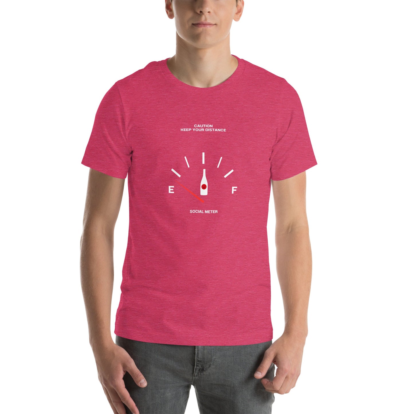 Image 11 of Maroon Social Static T-Shirt - Left Placement, size XL, with Social Meter artwork visible in front view.
