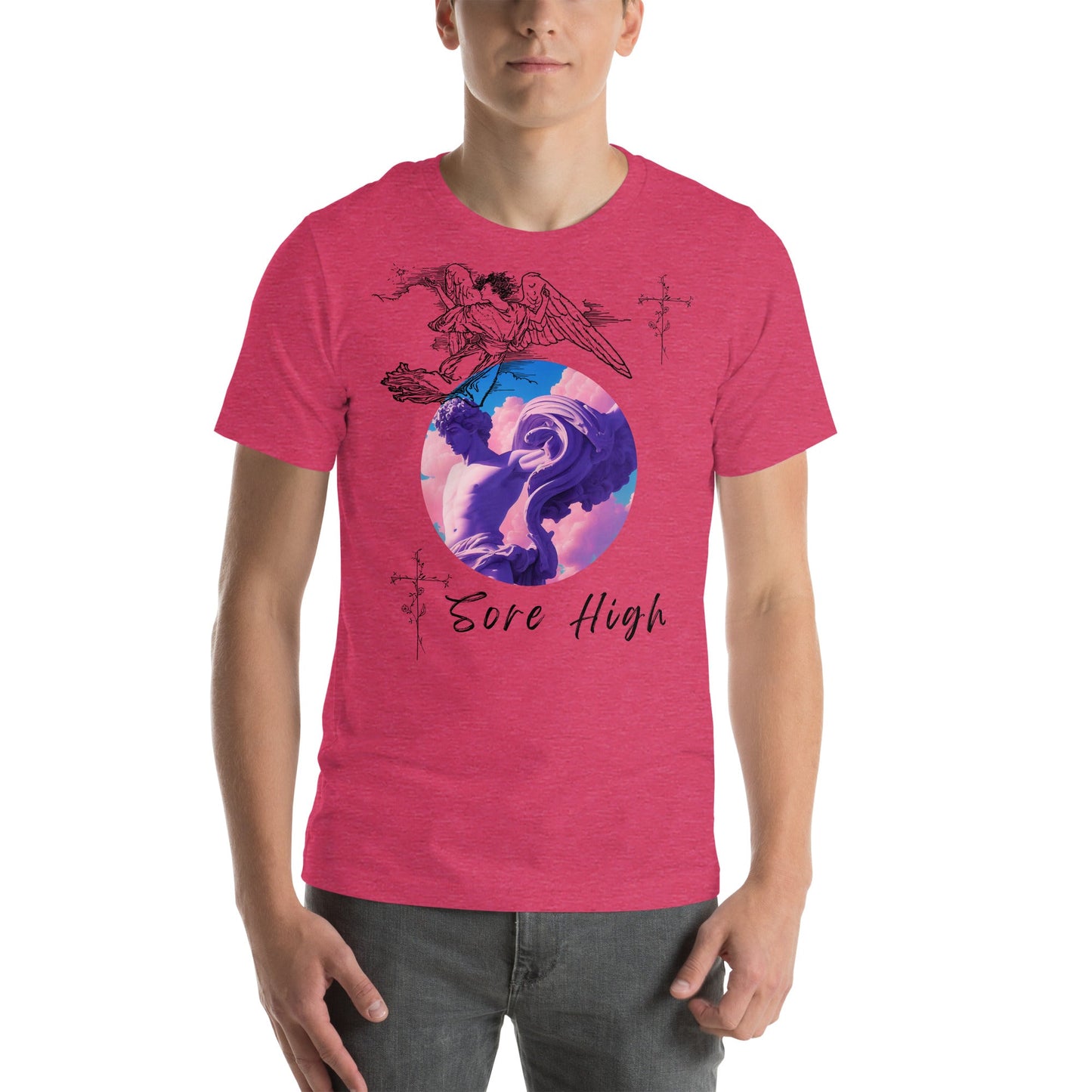 Image 14 of Black Skyborne T-Shirt - Left Placement, size 4XL, with Sore High artwork visible in front view.