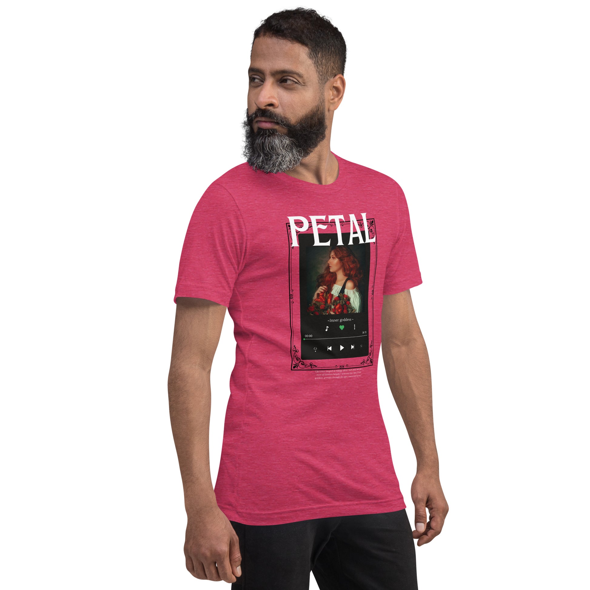 Petaline T-Shirt image 44: Berry version, size XL with front view, right-side angle of the Petal range.