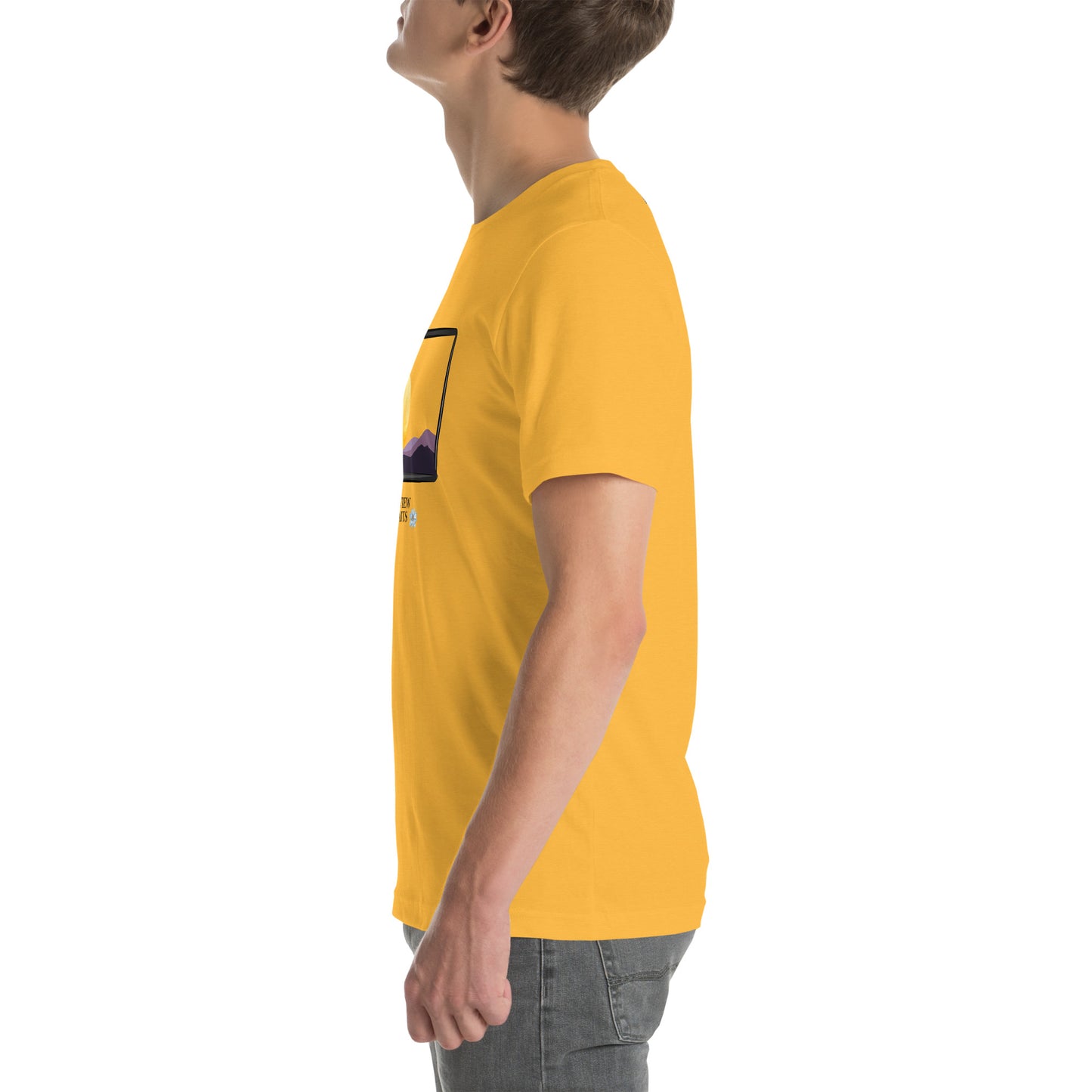 Avenor T-Shirt product image 97 in White, size M, with left-side angle and design placement.