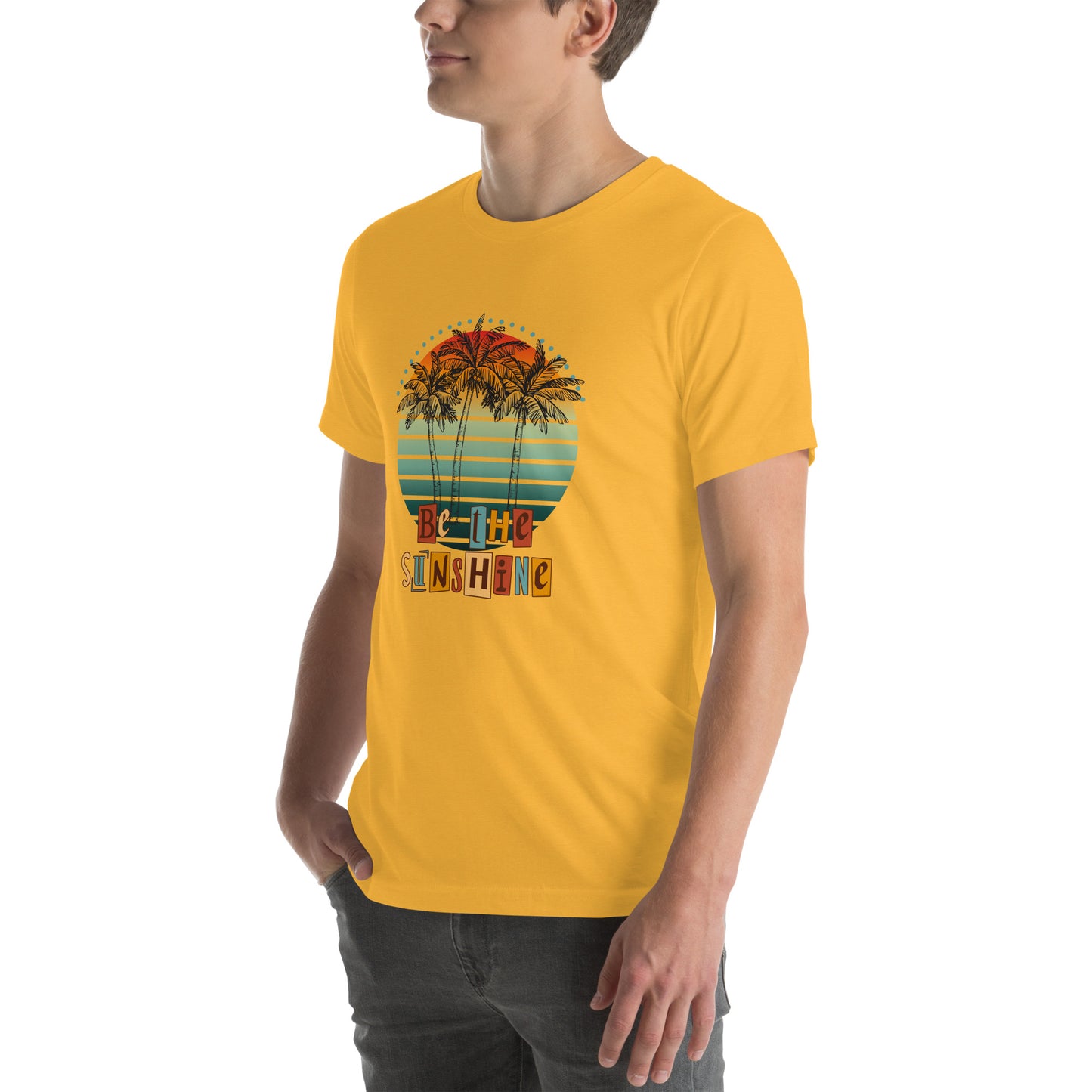 Solara T-Shirt product image 99 in Heather Ice Blue, size XL, with front view, left-side angle and design placement.