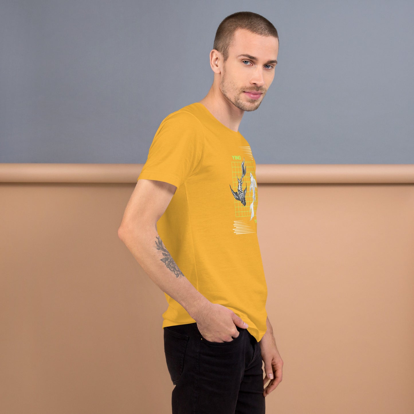 Image 64 of Orange Equinoxe T-Shirt, size XL, with Ying and Yang artwork visible in right-side angle.