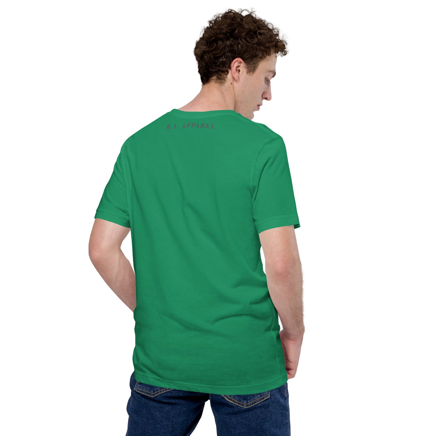 Quacksy T-Shirt product image 59 in Kelly, size XL, with back view and design placement.