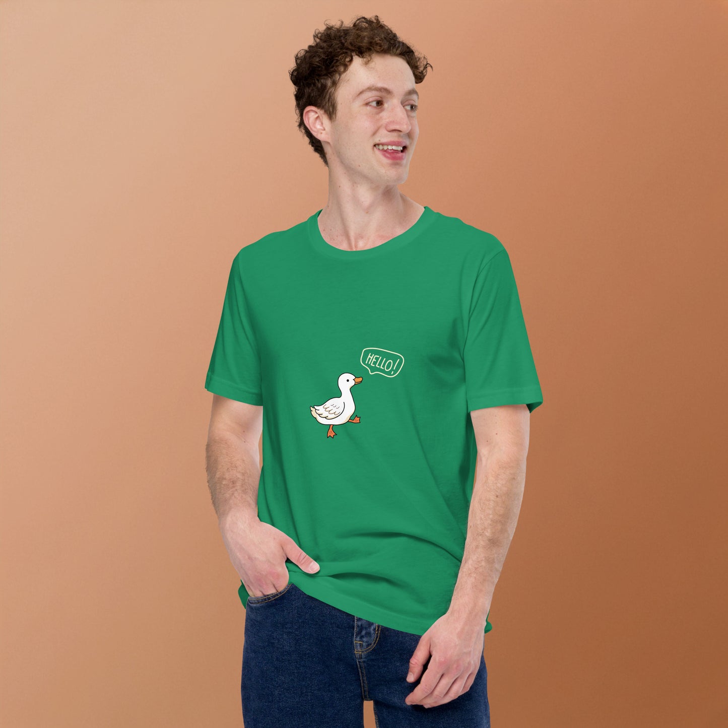 Quacksy T-Shirt by R.A. Apparel, image 60, front view, Kelly, size 2XL, design placement.