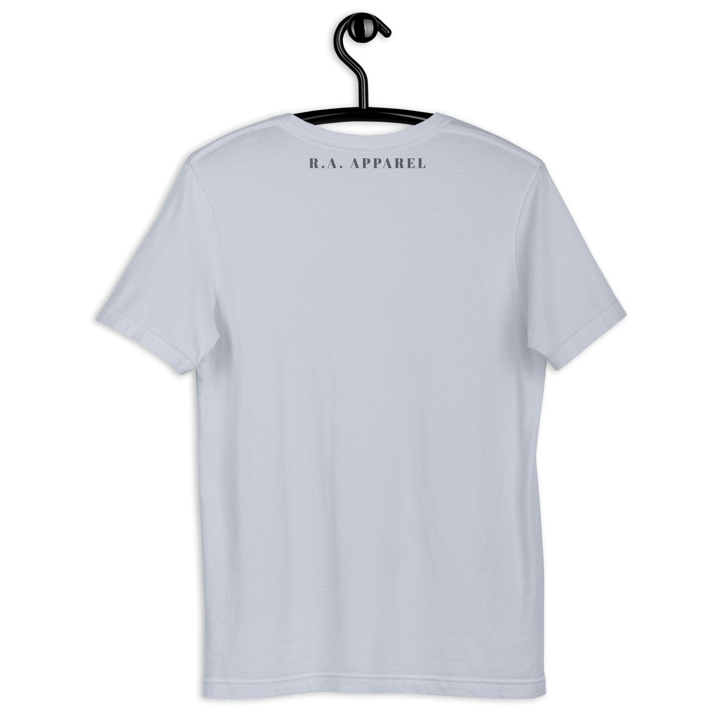 Festive Mood T-Shirt - Left Placement by R.A. Apparel, image 9, back view, Pink, size M, left placement.