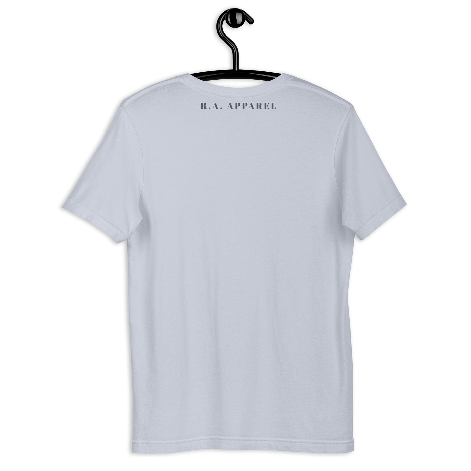 Festive Mood T-Shirt - Left Placement by R.A. Apparel, image 9, back view, Pink, size M, left placement.